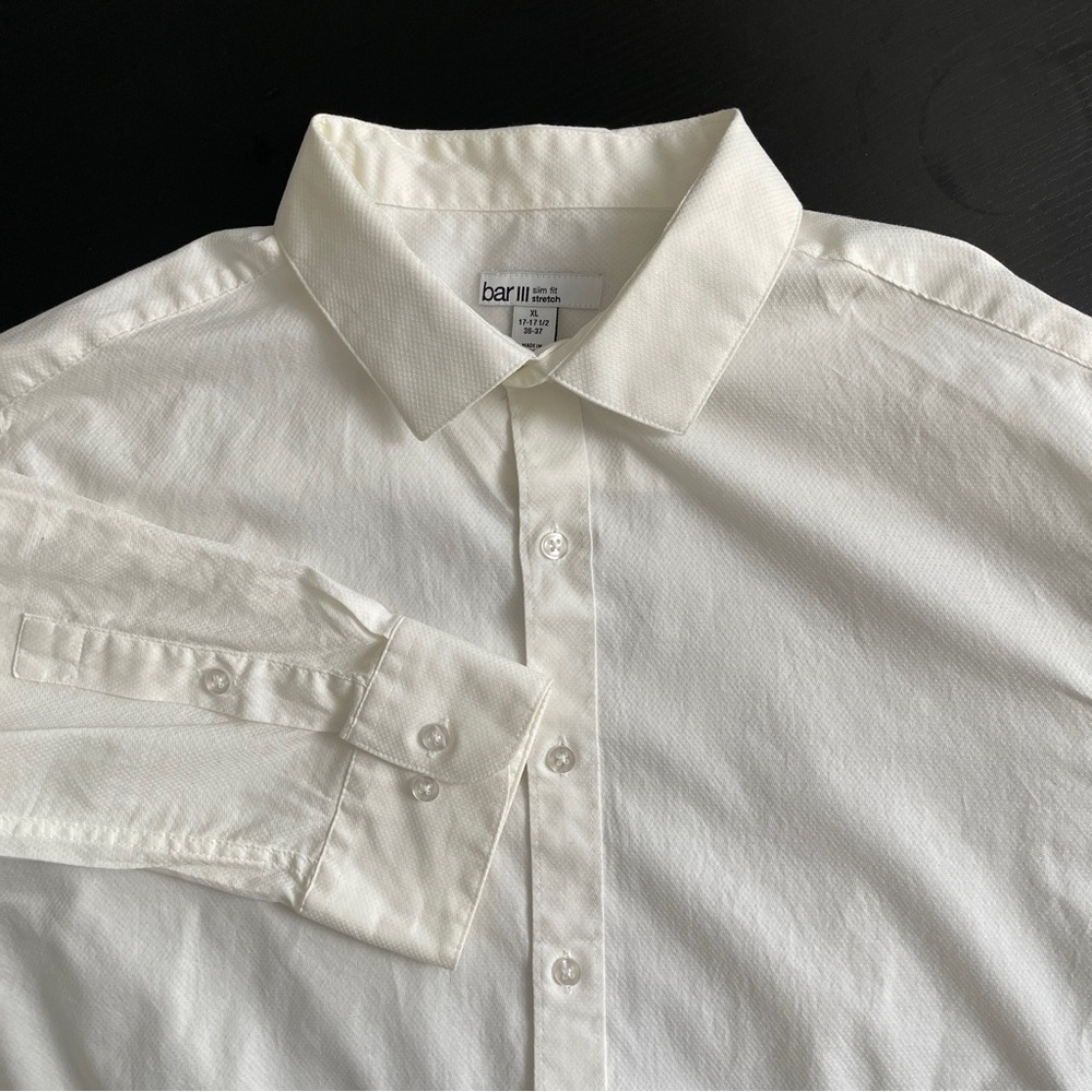 Bar III Men’s Slim Fit Stretch White Dress Shirt XL Long Sleeve